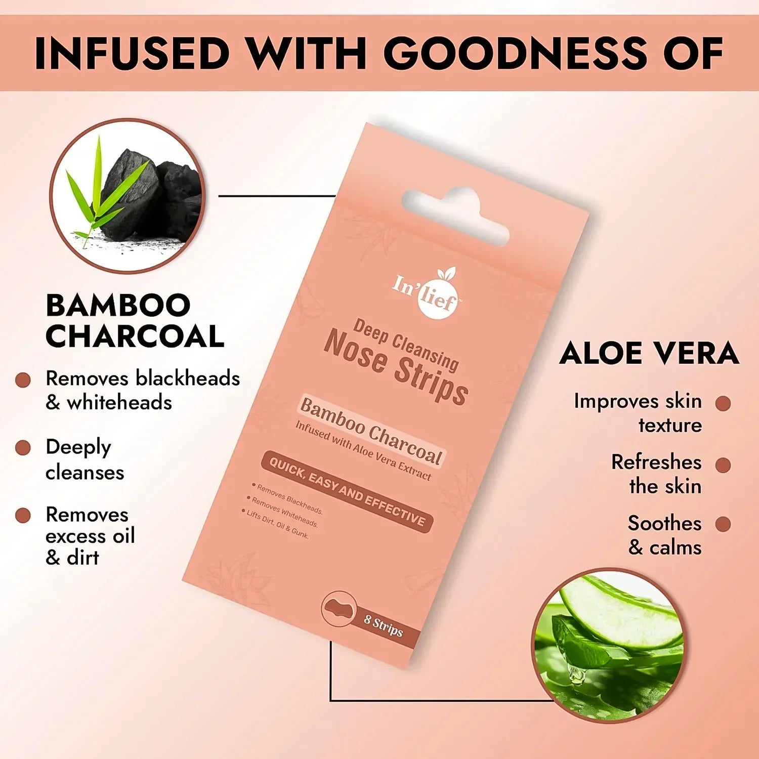 Inlief Bamboo Charcoal Deep Cleansing Nose (8 Strips) - Zidbik
