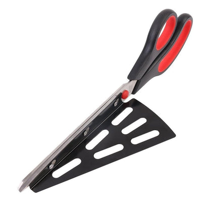 Stainless Steel Pizza Cutter Scissors Plastic Handle With Removable Spatula - Zidbik