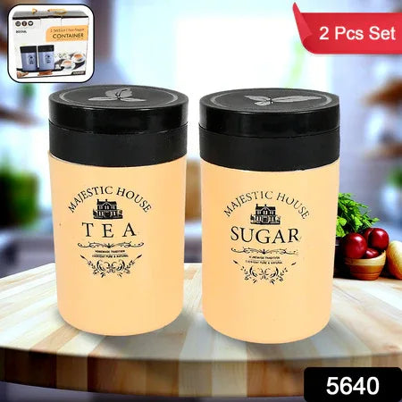 5640 Accurate Seal Tea Sugar Coffee Container Plastic Damru Shaped Tea Coffee Sugar Canisters Jar New Airtight Food Seal Containers For Salt Dry Fruit Grocery 2 Section (800 Ml Approx) - Zidbik