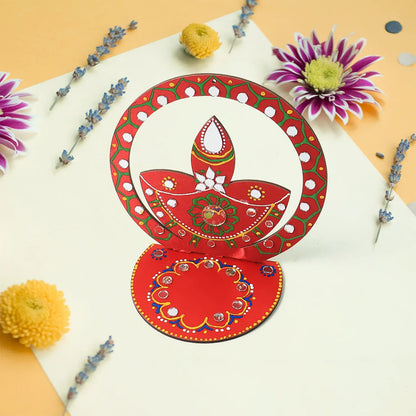 Handcrafted Wooden Decorative Diya Stand (1 Pc) - Zidbik