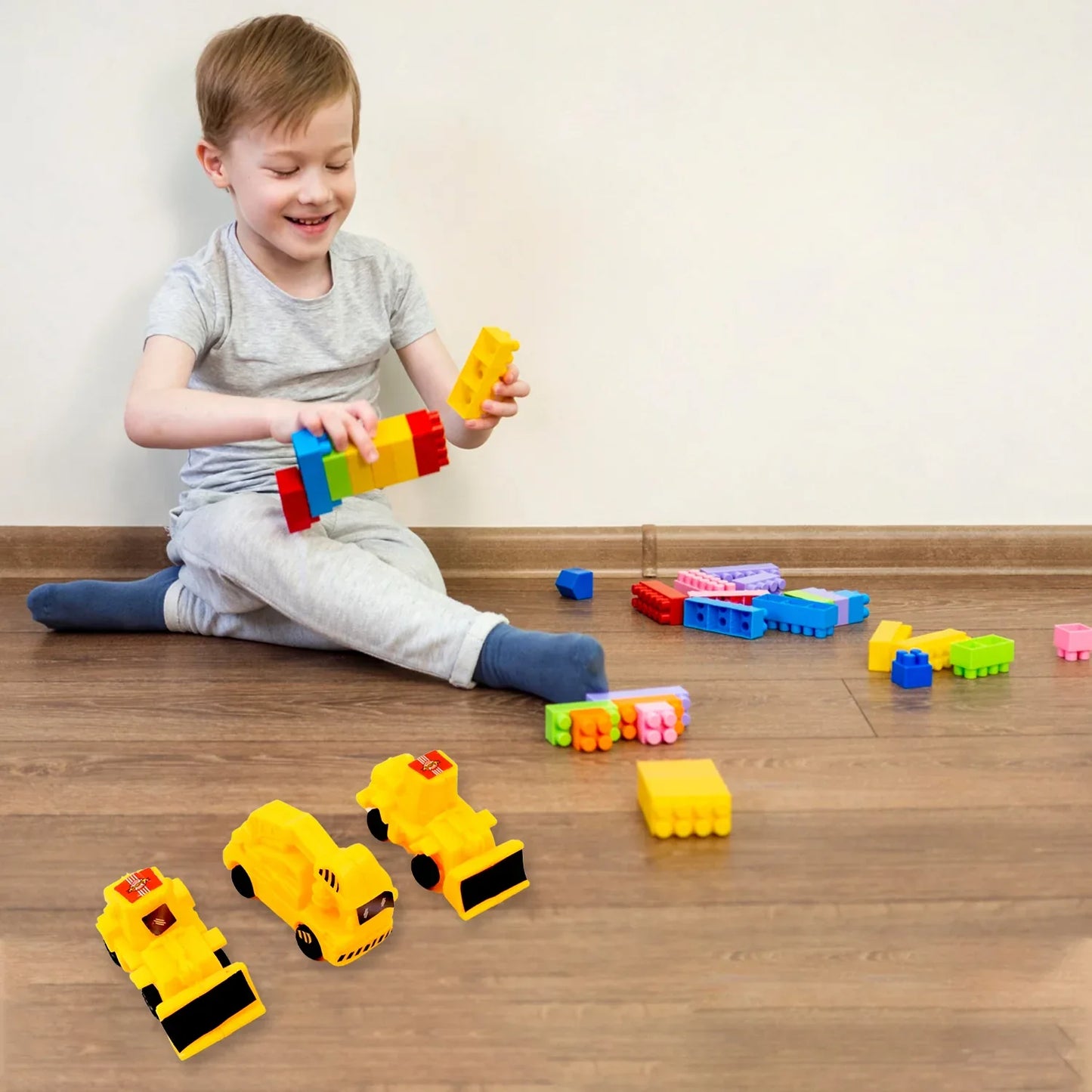17824 Vehicle Car Engineering Automobile Construction Car Toys Set For Children Kids Crane Excavator Road Roller Forklift Mixer Truck Transporter Truck Machine Construction Toys (6 Pcs Set) - Zidbik