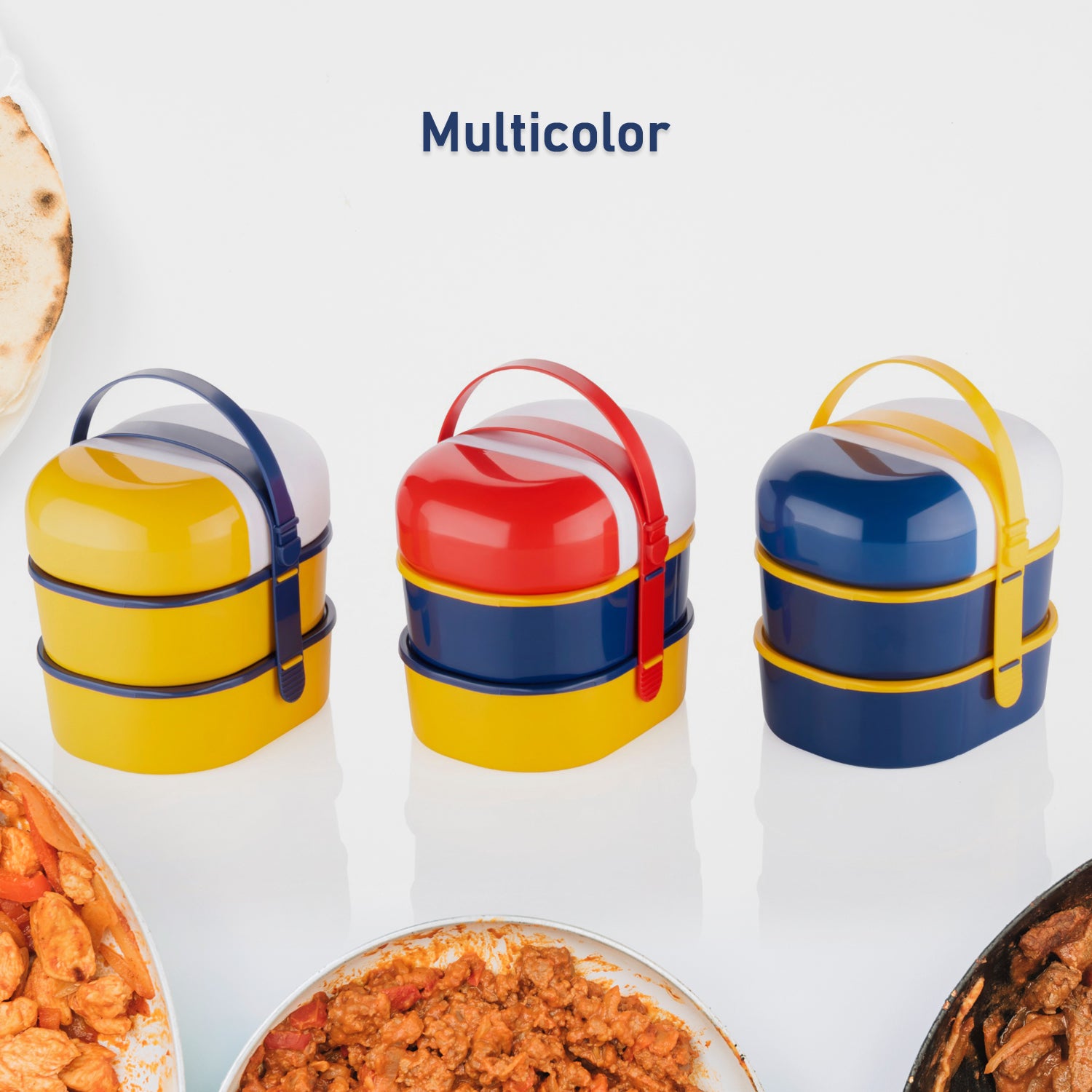 7158 Mr. Chef Smart Lunch Box Capsule Shape Strap-on Lunch Box With Water Bottle And Handle - Zidbik