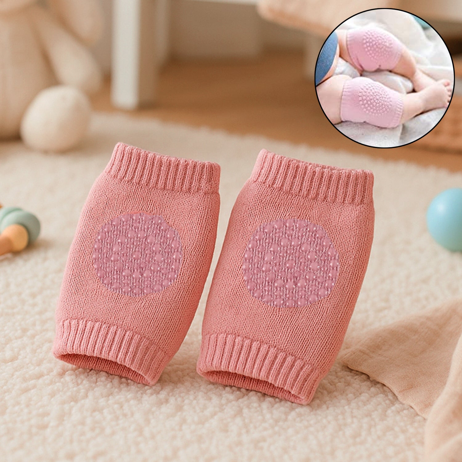 Pink Toddler Wool Knit Leg Warmer (Knee Guard) - Zidbik