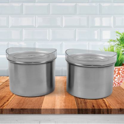 Multipurpose Stainless Steel Airtight Containers With See Through Lid (2 Pc  500 Ml) - Zidbik