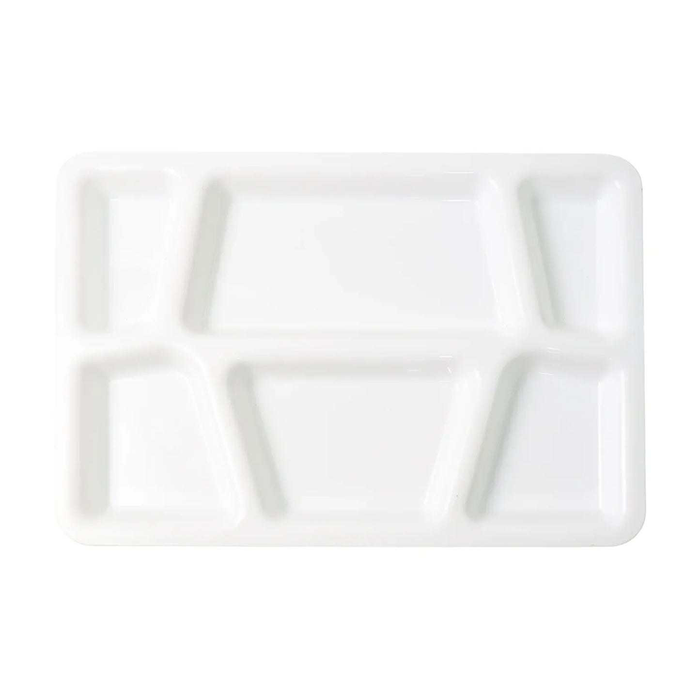 Plastic Multi-compartment Rectangular Meal Serving Tray Plate (1 Pc White) - Zidbik