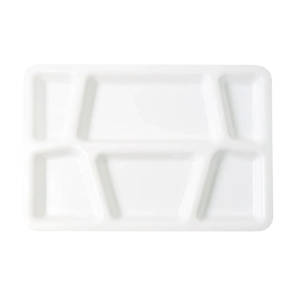 Plastic Multi-compartment Rectangular Meal Serving Tray Plate (1 Pc White) - Zidbik