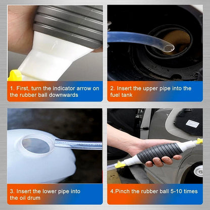 Fuel Transfer Pump Hose With Hand Pump And 2 Hose Clamps - Zidbik