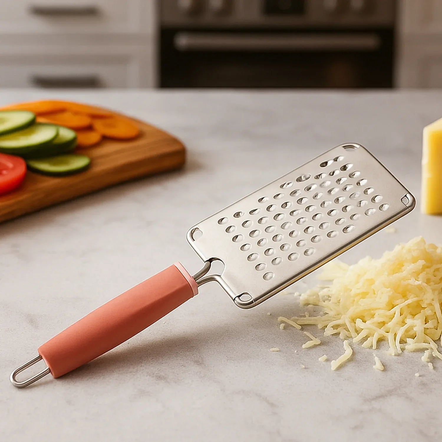 Supermom Stainless Steel Multipurpose Vegetable And Cheese Grater With Soft Grip Handle (1 Pc) - Zidbik