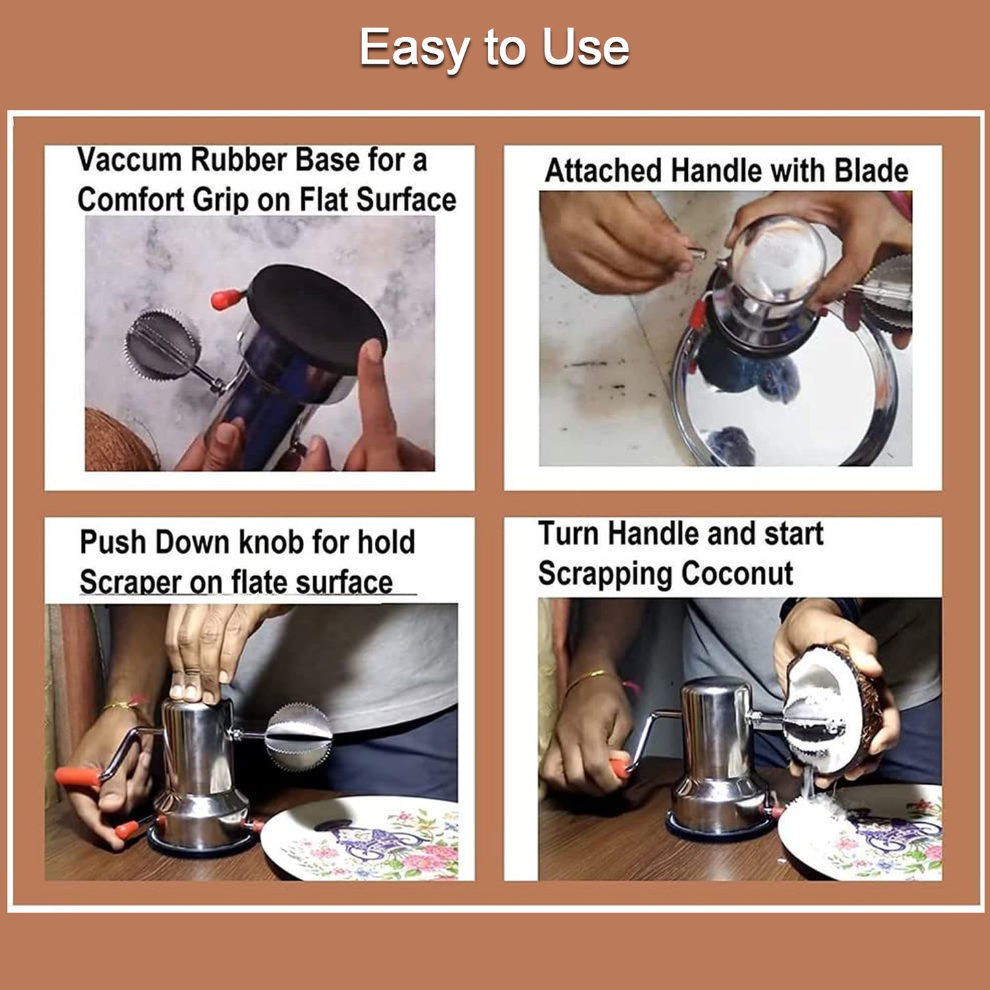 5216 Coconut Scrapers Machine Manual Steel For Home  Kitchen Use - Zidbik