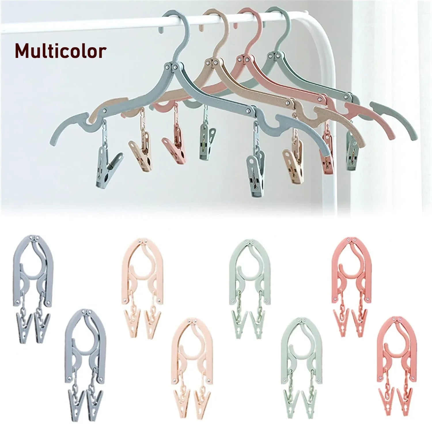 Folding Hanger With Clips For Clothes Adjustable Hanger (1 Pc) - Zidbik