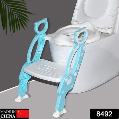 8492 2 In 1 Potty Training Toilet Seat With Step Stool Ladder For Boy And Girl Baby Toddler Kid Childrens Toilet Training Seat Chair With Soft Padded Seat And Sturdy Non-slip Wide Step Make Potty Easier For Your Kids (Multi-color) - Zidbik
