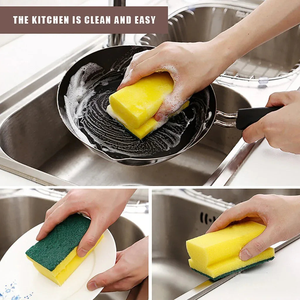 1421 Scrub Sponge 2 In 1 Pad For Kitchen Sink Bathroom Cleaning Scrubber - Zidbik