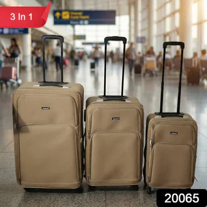 3 In 1 Soft Side Trolley Luggage Set 3 Piece - Zidbik