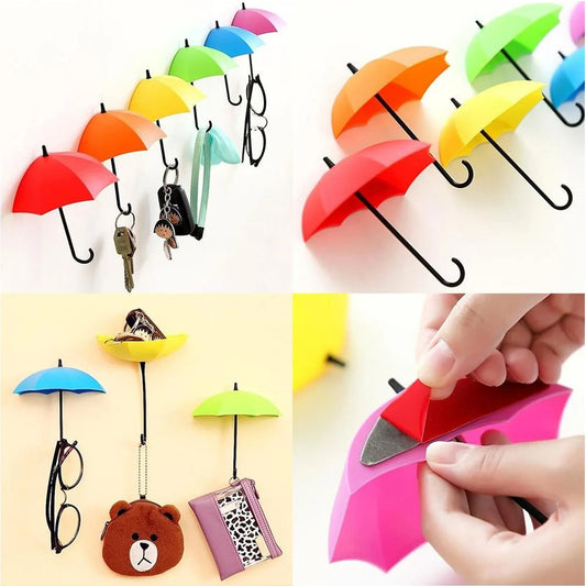 9063 Multipurpose Umbrella Key Hat Holder Wall Hanging Hook Multicolor - Zidbik