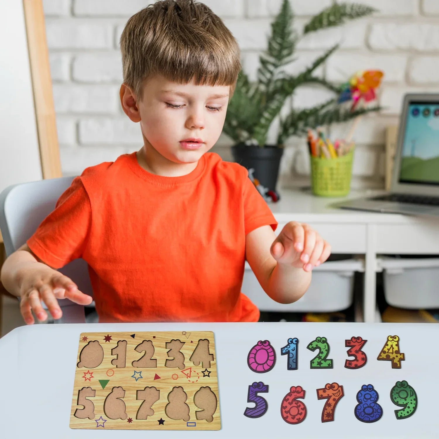 Wooden Number Puzzle Learning Educational Board (1 Set 2820 Cm) - Zidbik