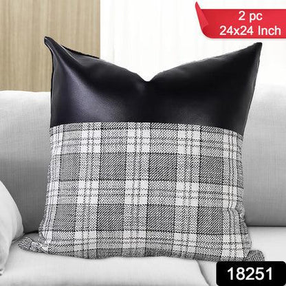 Pillow Covers Cushion Cases Soft Leather And Cotton (23 22 Inch 1 Pair 2 Pc) - Zidbik