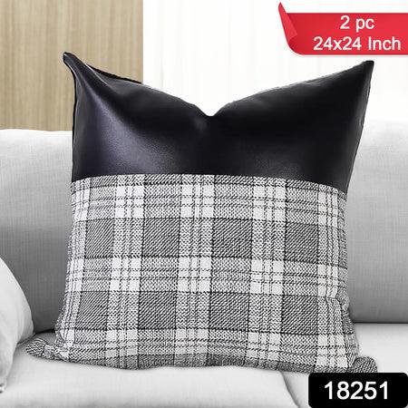 Pillow Covers Cushion Cases Soft Leather And Cotton (23 22 Inch 1 Pair 2 Pc) - Zidbik