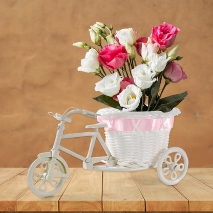 Plastic Cycle Flower Vases For Home Decor Bicycle Flower Pot Stand (1 Pc) - Zidbik
