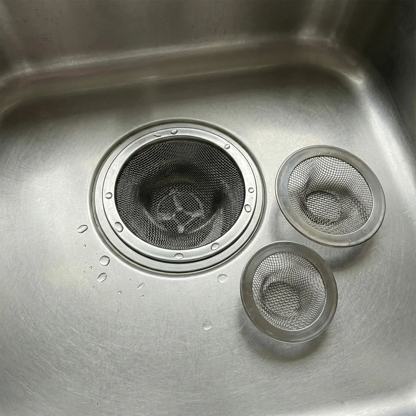 Stainless Steel Sink Drain Strainer Set (3 Pc) - Zidbik