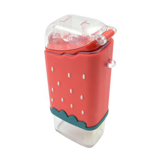 12555 Portable Cute Water Bottle For Kids Unique Ice Cream Shape Water Cup Popsicle Shaped Plastic Kettle With Straw Adjustable Shoulder Strap Bpa Free Leakproof (300 Ml) - Zidbik