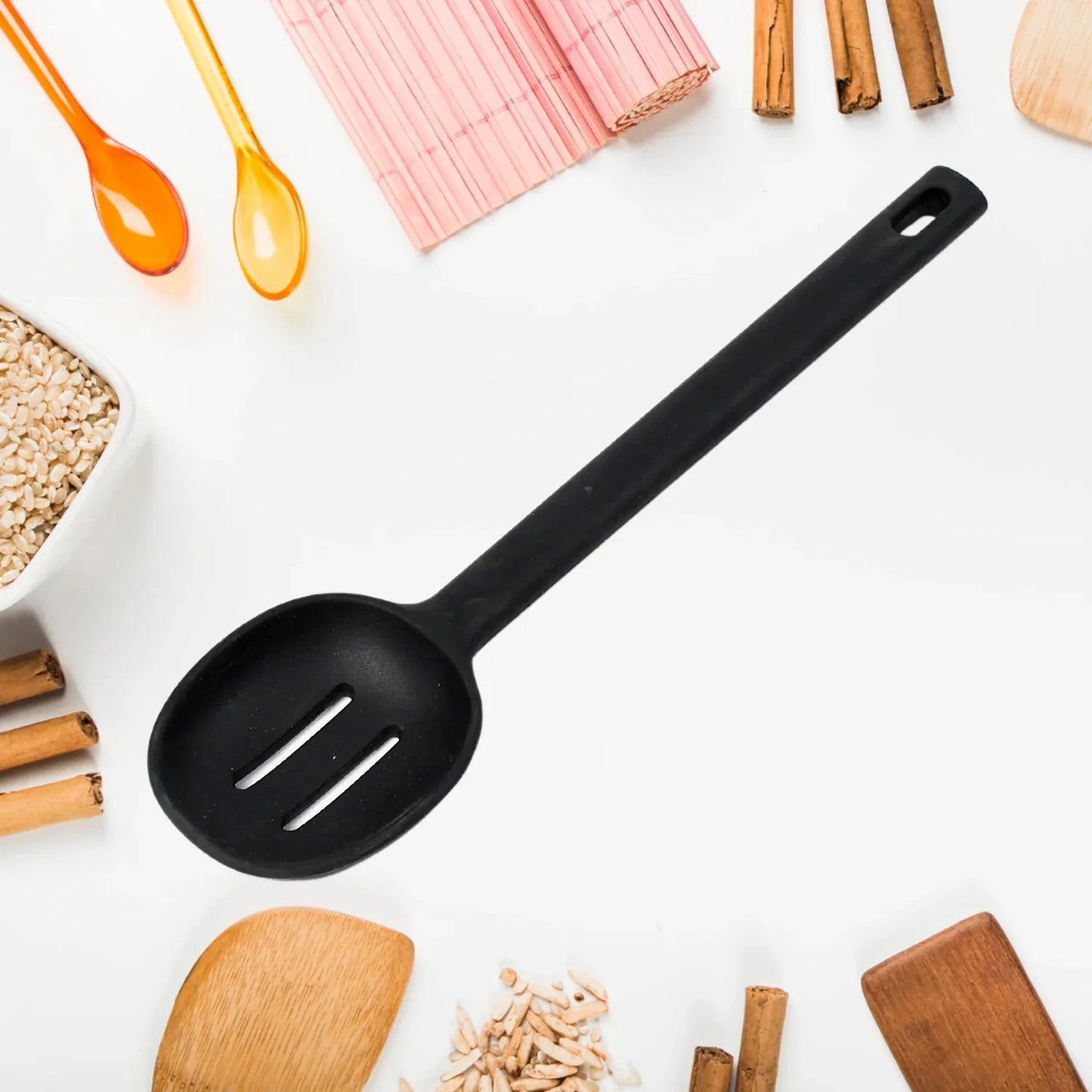 5377 Silicon Non-stick Heat Resistant Kitchen Item Premium Spoon ( 1pc ) - Zidbik