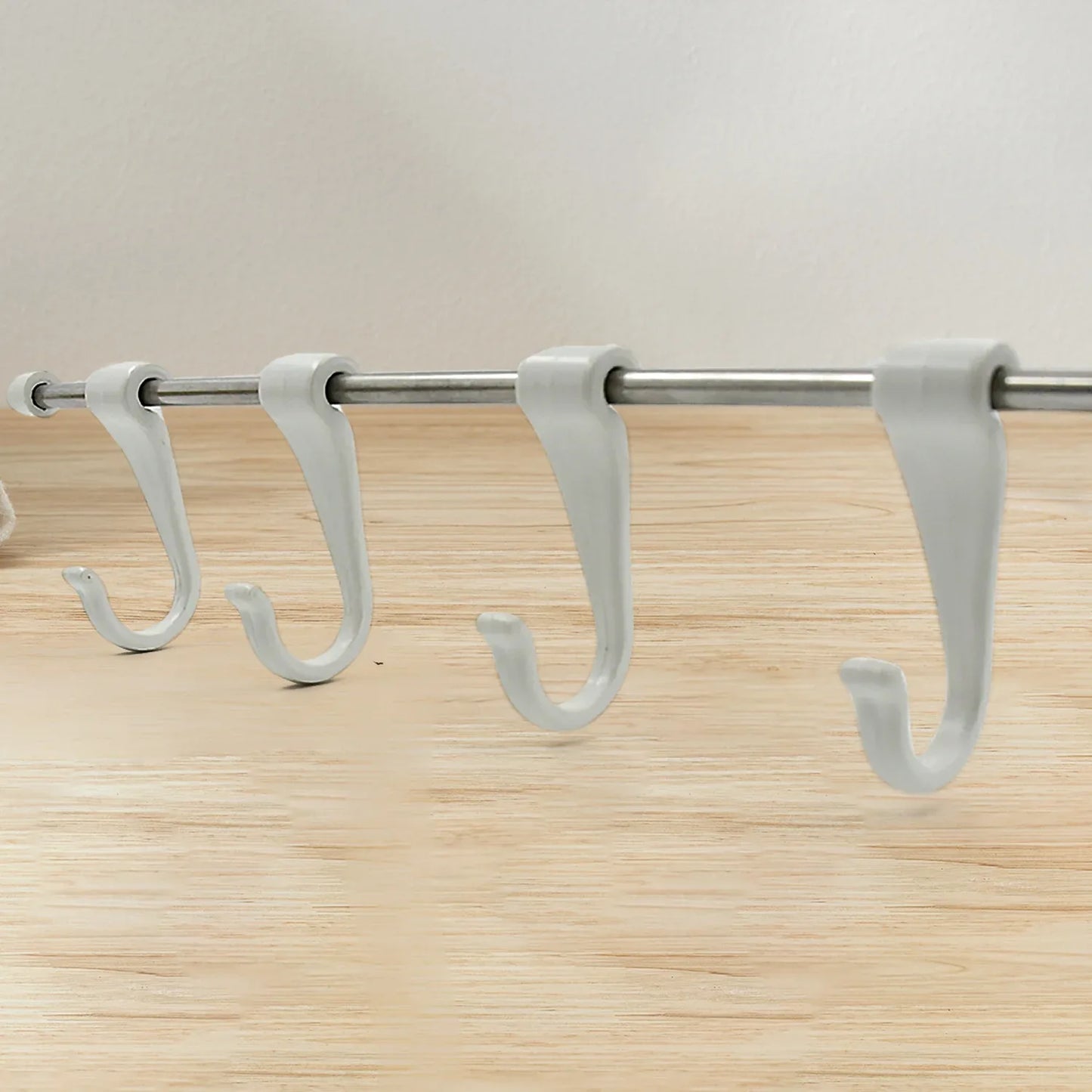 17968 Stainless Steel Utensil Hanger Rail Nail Free Wall Mount With 2 Magic Stickers 6 Plastic Hooks For Kitchen - Zidbik