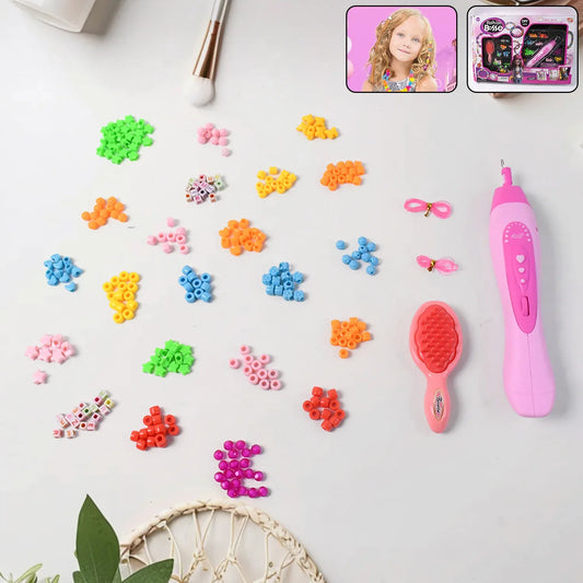 12672 Hair Styling Clasp Clips Twisting Stringing Beads Kit For Girls Portable Hair Braider Machinehairstyle Braid Kit Diy Hair Styling Tool With Comb Rubber Button Beads And Beads - Zidbik