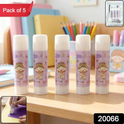 Cartoon-themed Solid Glue Stick Pack Of 5 - Zidbik