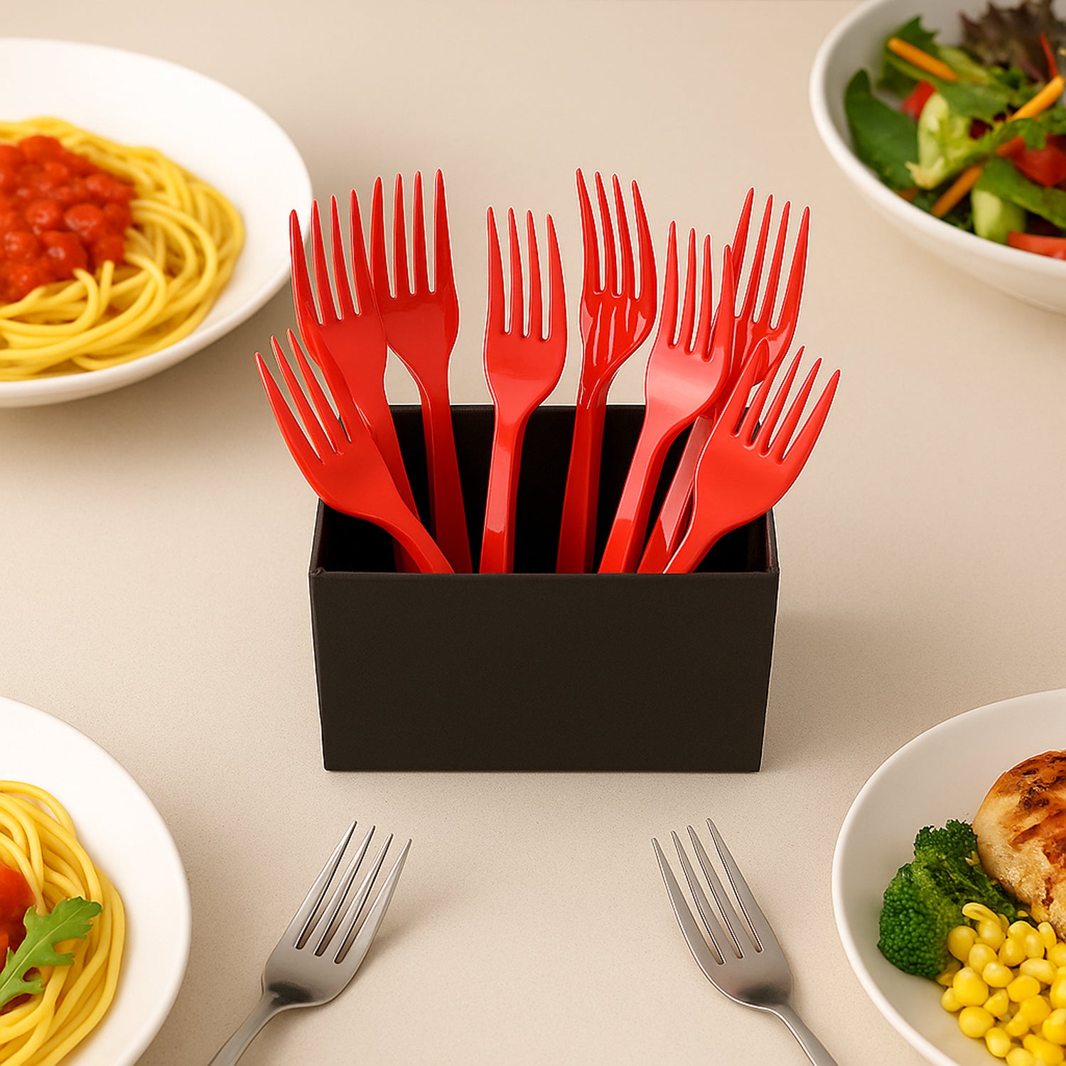 Premium Disposable Plastic Forks (1 Pc) - Zidbik