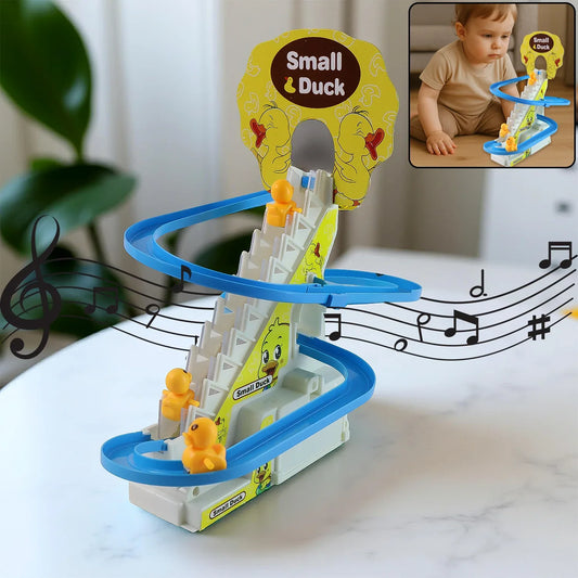 Lala Small Duck Climb Stairs Toy Roller Coaster With Flashing Lights Music (3 Ducks) - Zidbik