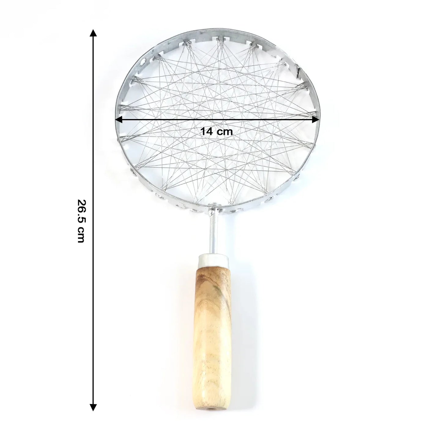 Stainless Steel Wire Skimmer With Wooden Handle (1 Pc) - Zidbik
