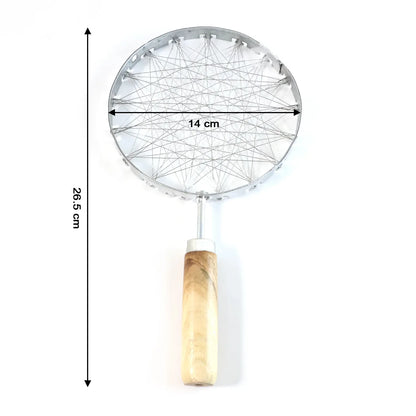 Stainless Steel Wire Skimmer With Wooden Handle (1 Pc) - Zidbik