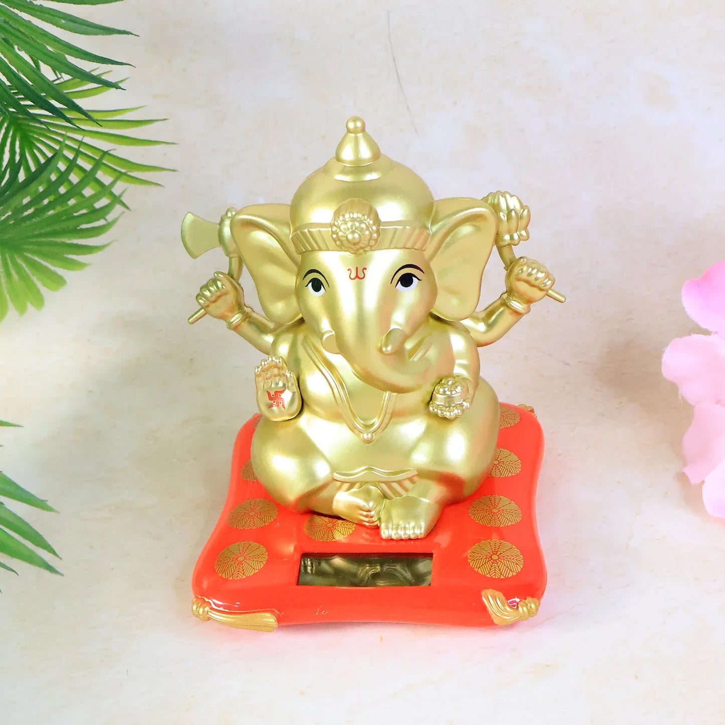 Decorative Religious Large Lord Ganesha Idol With Solar-powered Base (1 Pc) - Zidbik