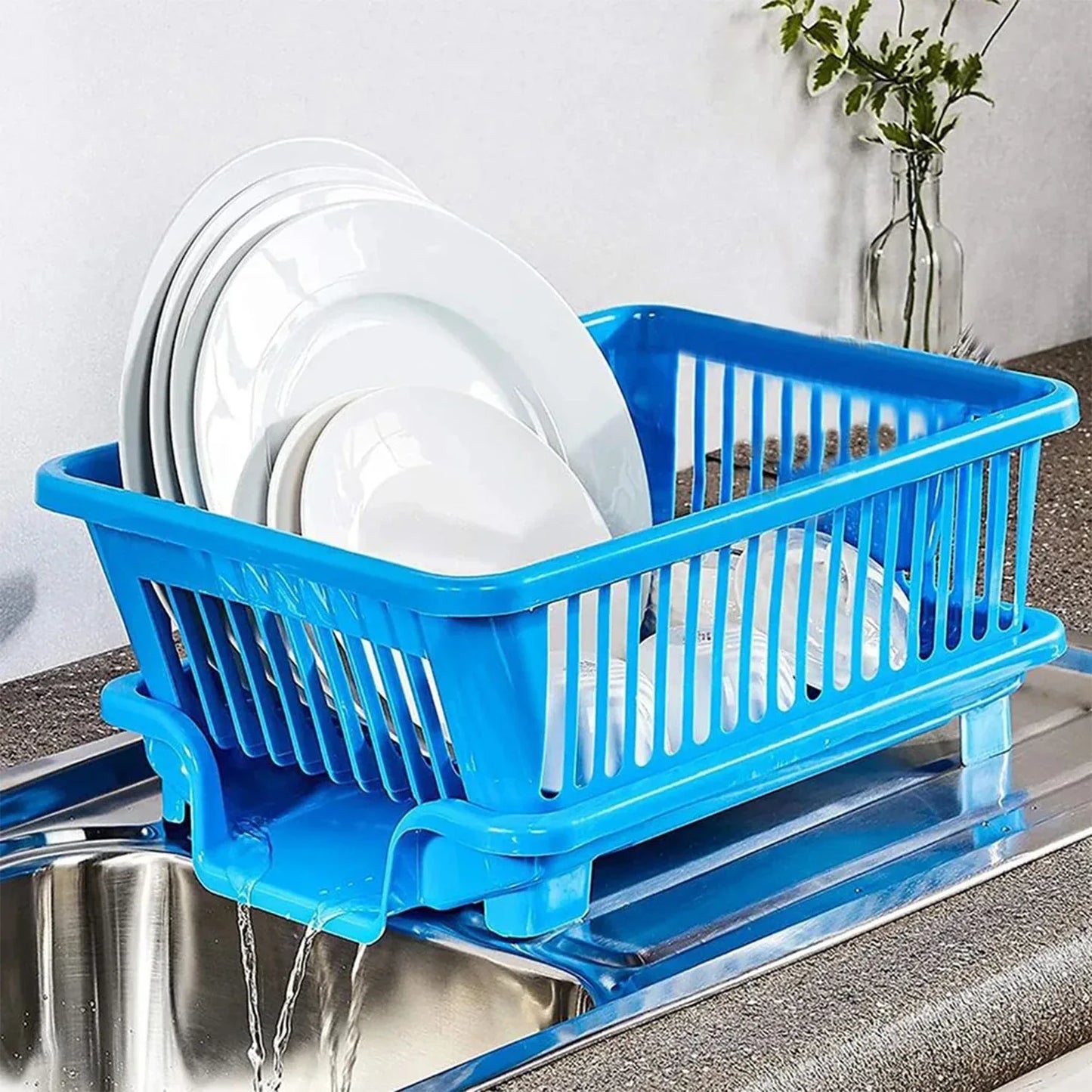 0658 Plastic Sink Dish Drainer Drying Rack (With Brown Box) - Zidbik
