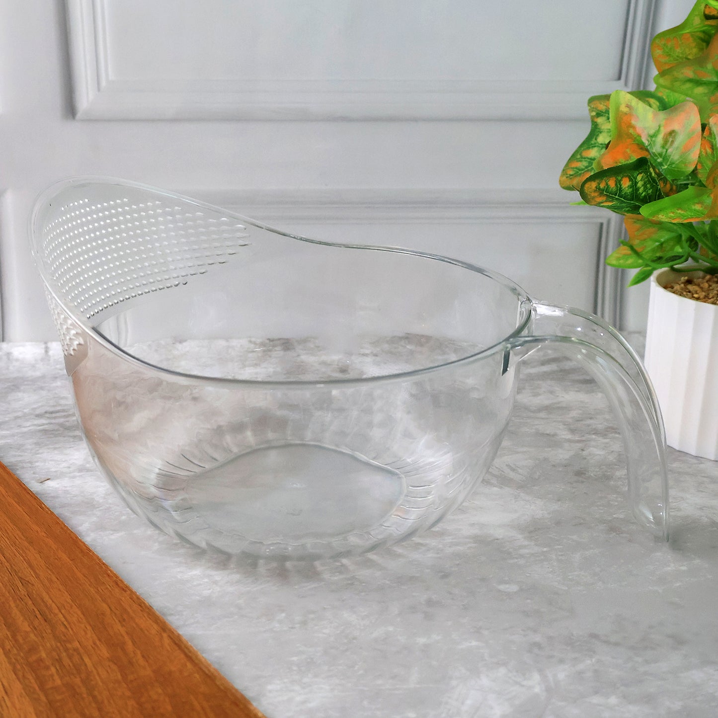 Supermom Multipurpose Transparent Plastic Bowl  Basket With Handle (1 Pc) - Zidbik