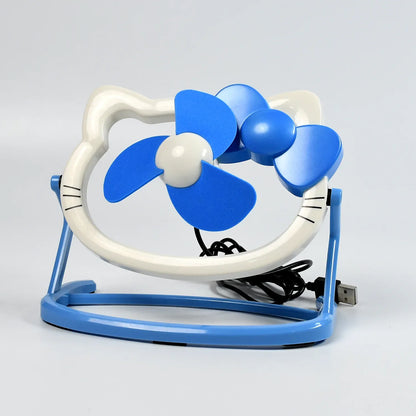 7708 Hello Kitty Cartoon Fan Cute Bright Color Desktop Office Usb Mini Fan Personal Desktop Fan (Battery Not Include) - Zidbik