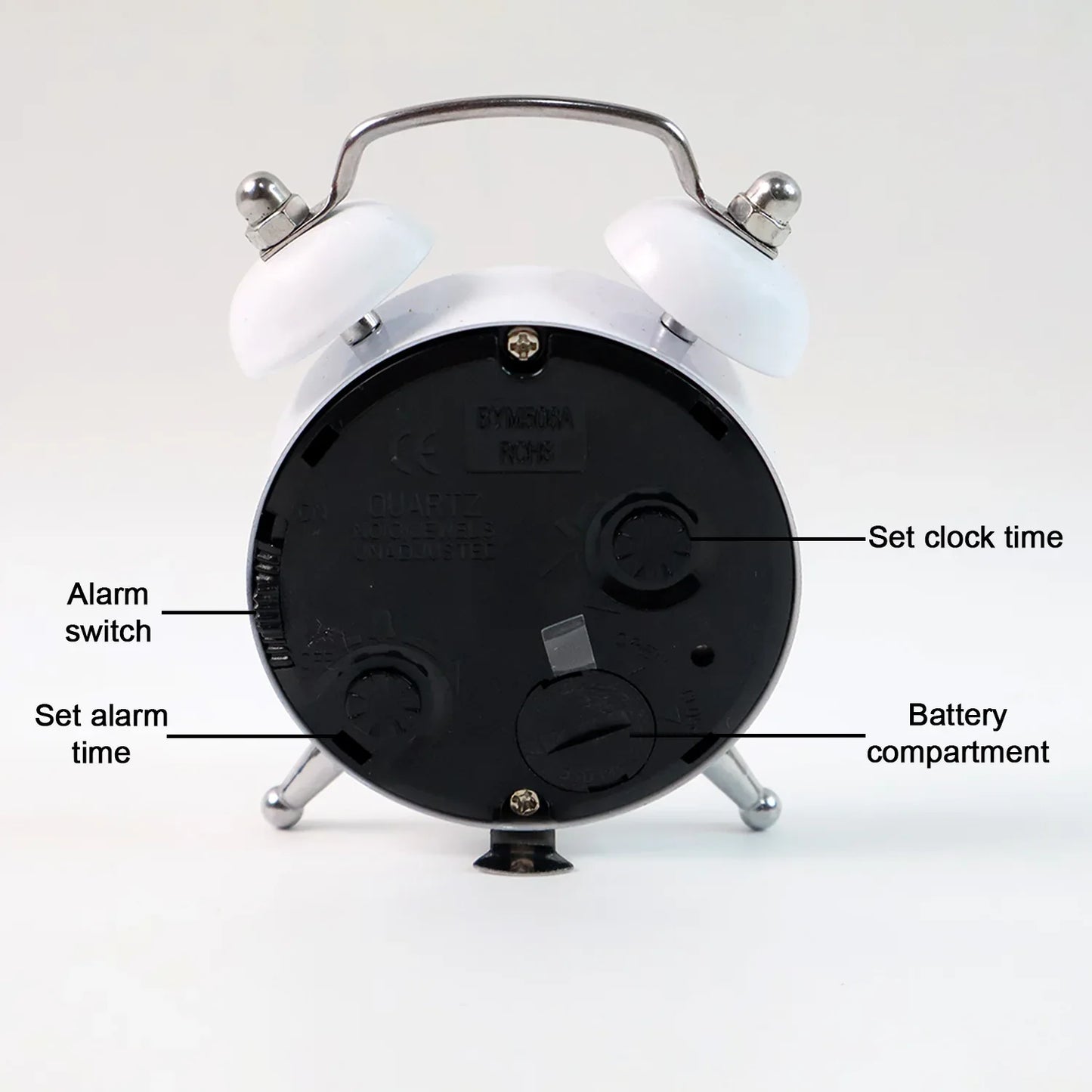 Small Twin-bell Analog Alarm Clock - (1 Pc) - Zidbik