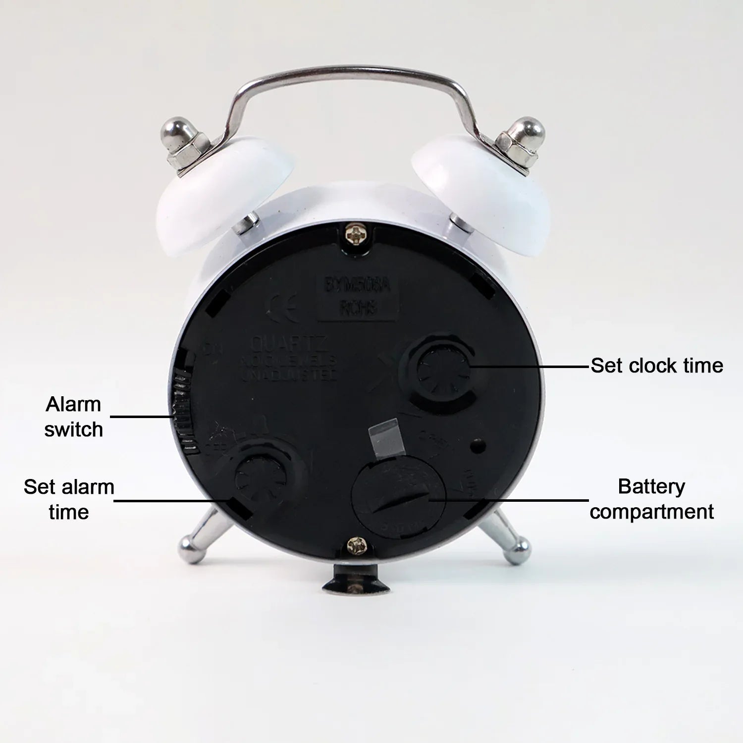 Small Twin-bell Analog Alarm Clock - (1 Pc) - Zidbik