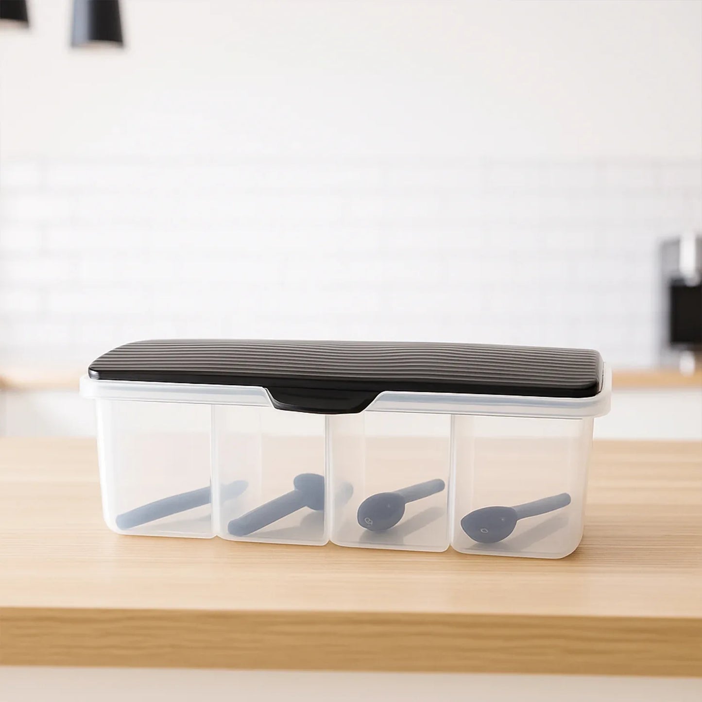 Kitchen Multipurpose Air-tight 4 Sections Storage Containers Masala Box (1 Set) - Zidbik