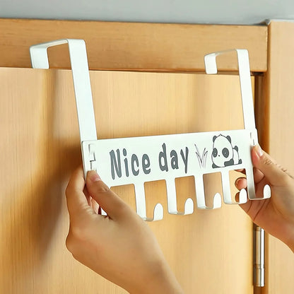 Heavy-duty Carbon Steel Door Hook Hanger Rack (1 Pc 6 Hook White) - Zidbik