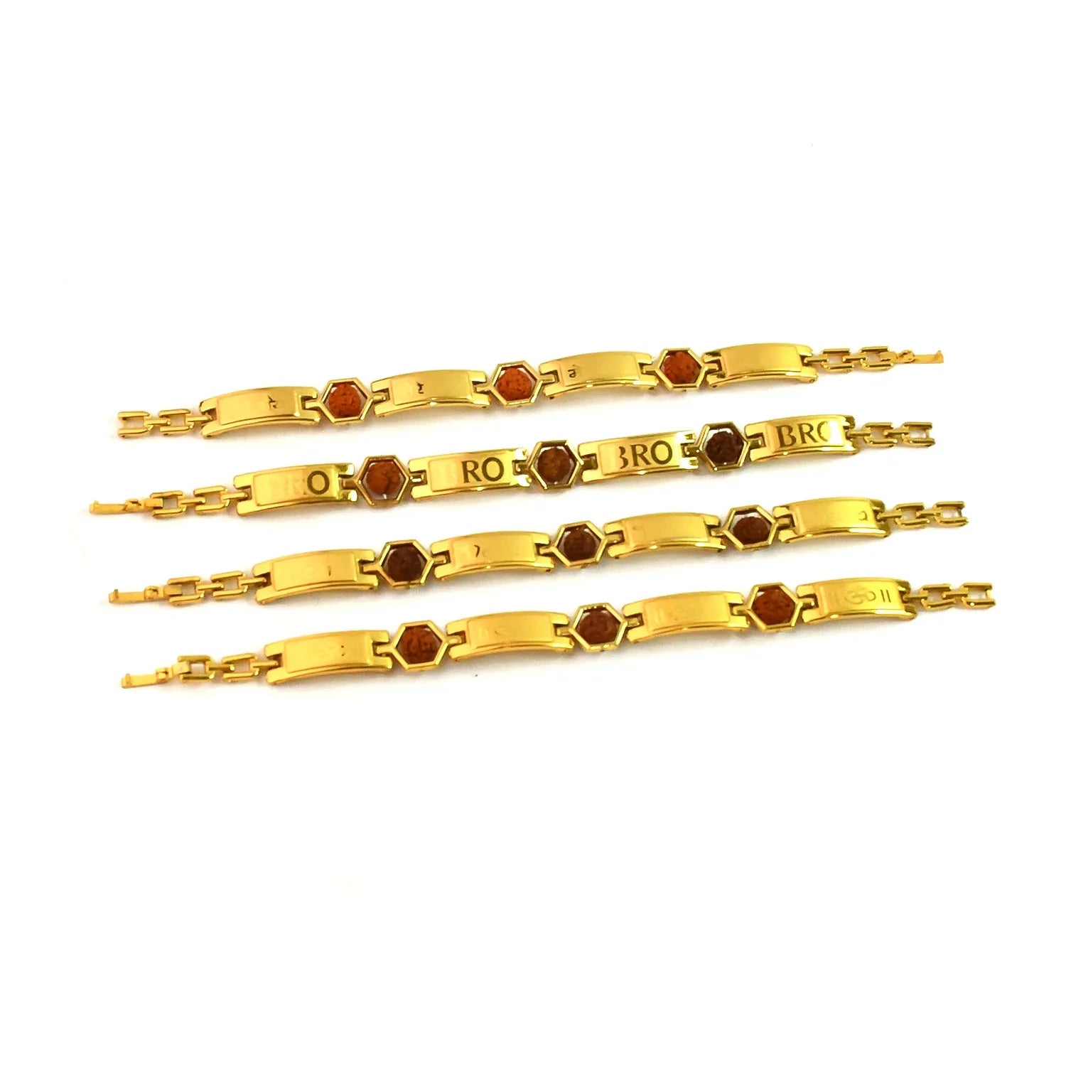 Gold Plated Hexa Bead Bracelet Rakhi For Brother (1 Pc) - Zidbik