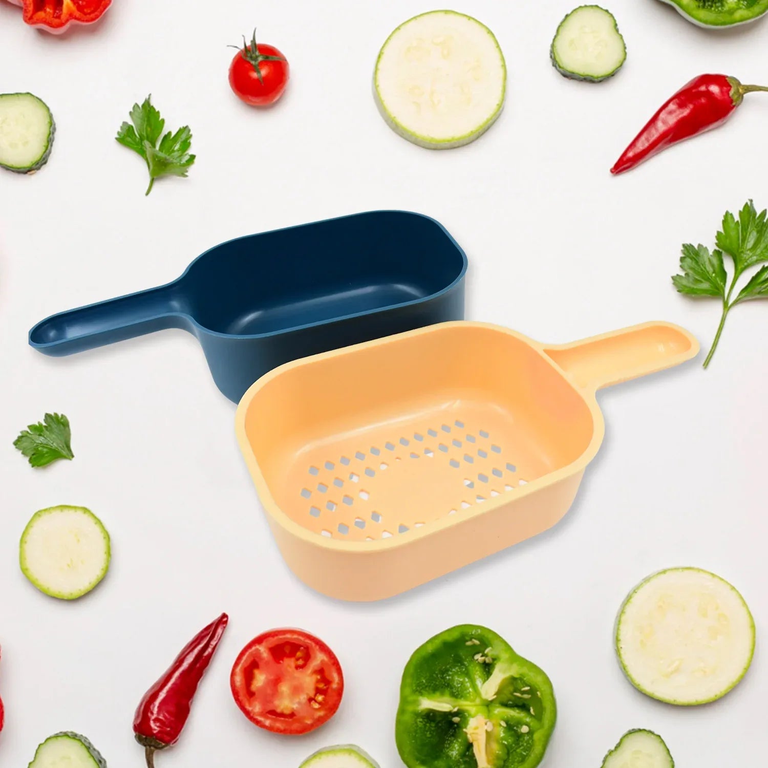 Vegetable Slicer Cutter - 6 Blades Kitchen Accessories Tools  Appliances With Container  Handle (1 Set) - Zidbik