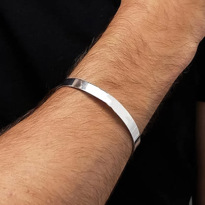 Minimalist Polished Open-ended Silver-tone Stainless Steel Kada (1 Pc) - Zidbik