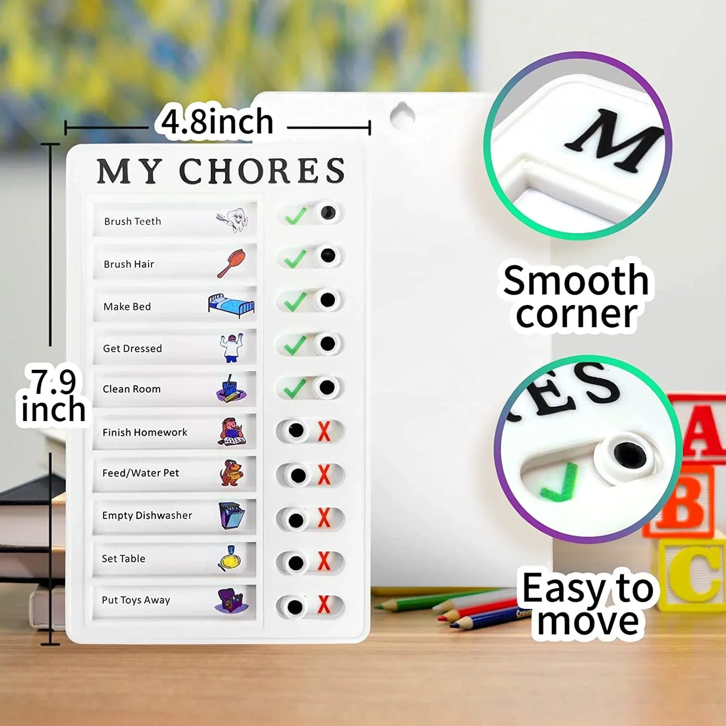 4448 Portable My Chores Home Note Board Management Planning Memo Boards Reminding Time. (Size - 20x12cm) - Zidbik