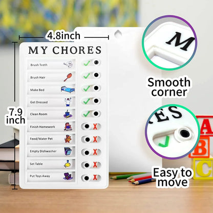 4448 Portable My Chores Home Note Board Management Planning Memo Boards Reminding Time. (Size - 20x12cm) - Zidbik