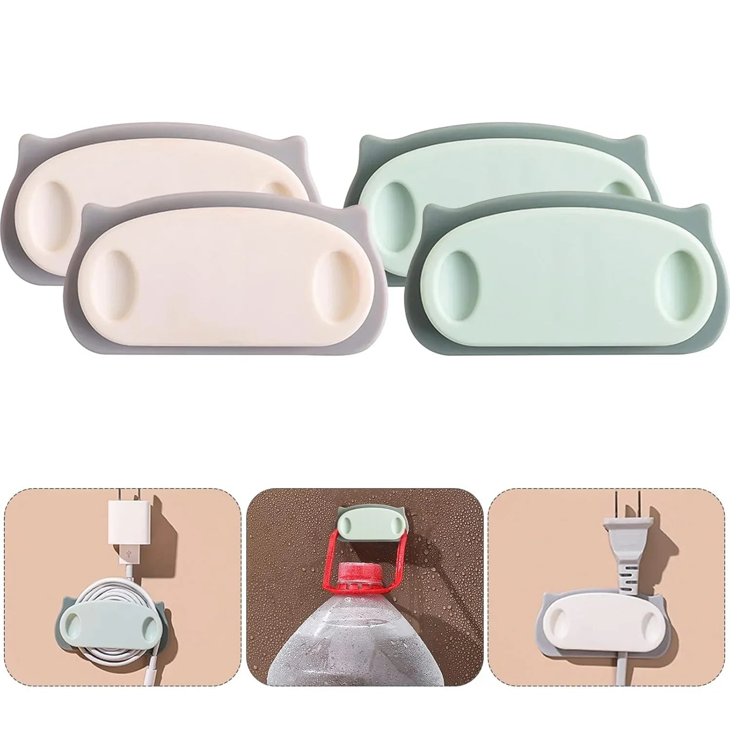Pig Plug Wire Organizer Cable Holder Clips With Self-adhesive Pad (4 Pcs Set) - Zidbik