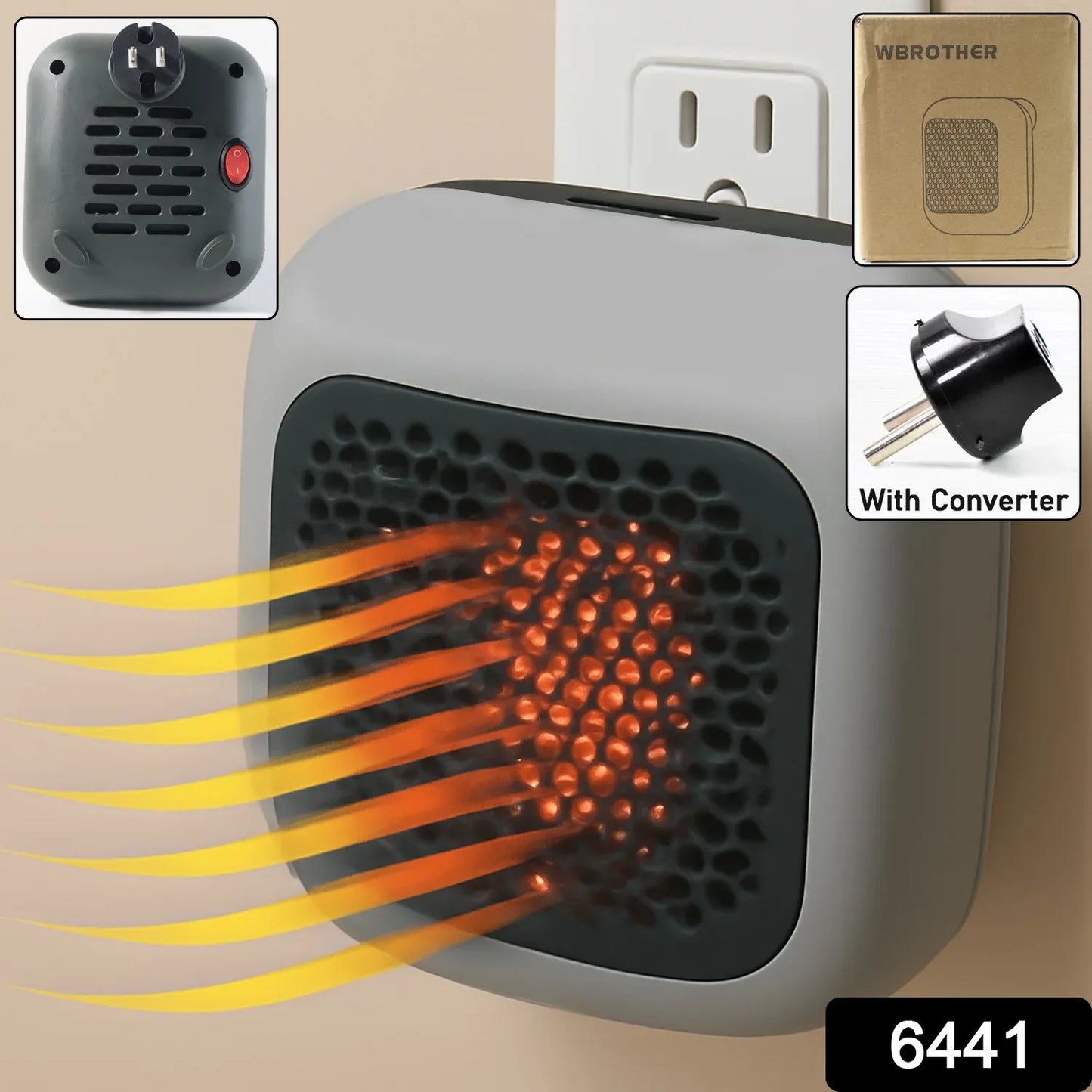 600w Wall-mounted Plug-in Room Heater (1 Pc With Conveter) - Zidbik