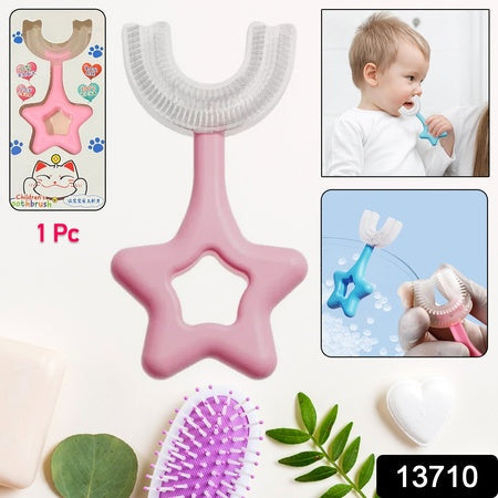 Star U-Shape Silicone Toothbrush - Manual and Gentle Brushing (1 Pc) - Zidbik