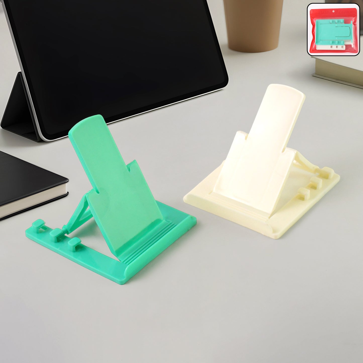 Adjustable Foldable Plastic Mobile Phone Stand Holder (2 Pc) - Zidbik
