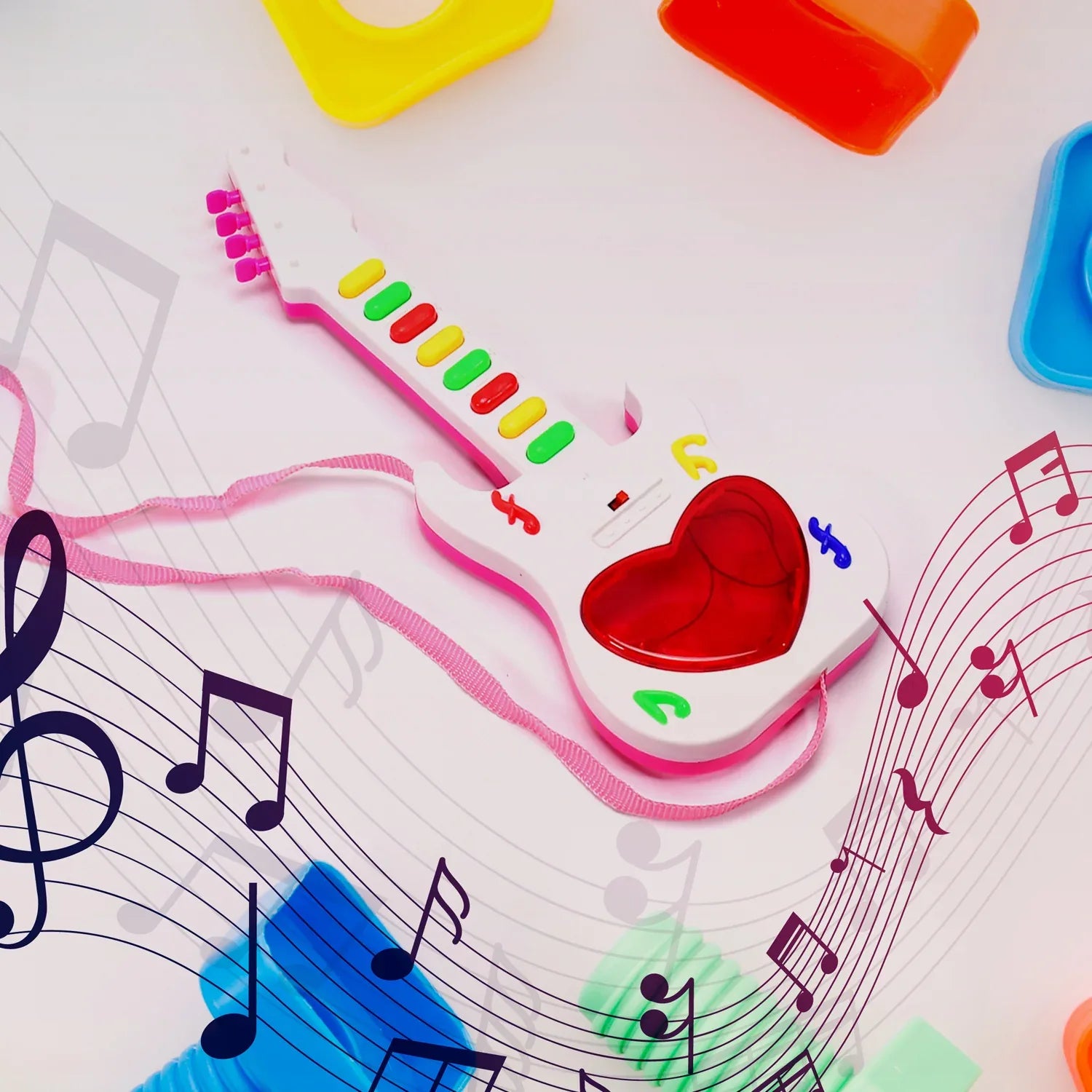 4464 Battery Operated Musical Instruments Mini Guitar Toys And Light For 3+years Old Kids. - Zidbik